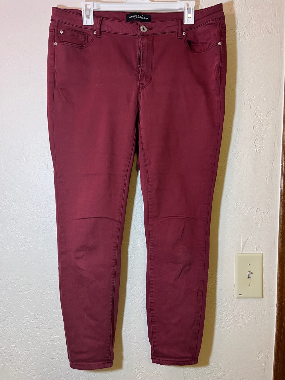 Women's Burgundy Skinny Jeans with Stretch Waistband